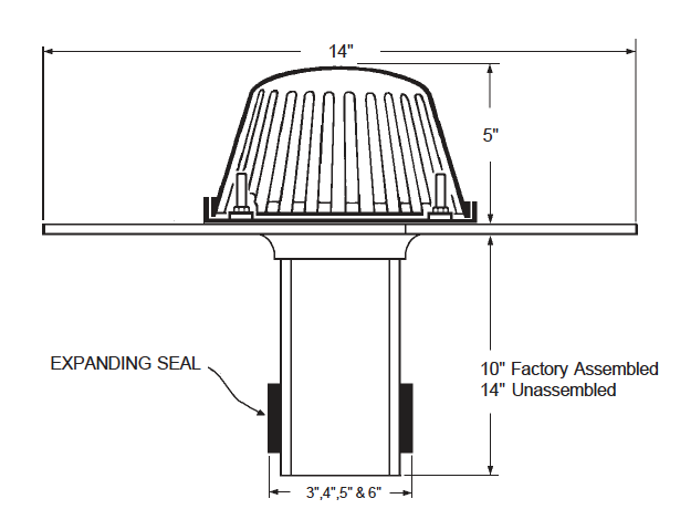 ABS ReRoof Drain Dimensional