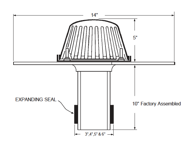  PVC White ReRoof Drain Dimensional