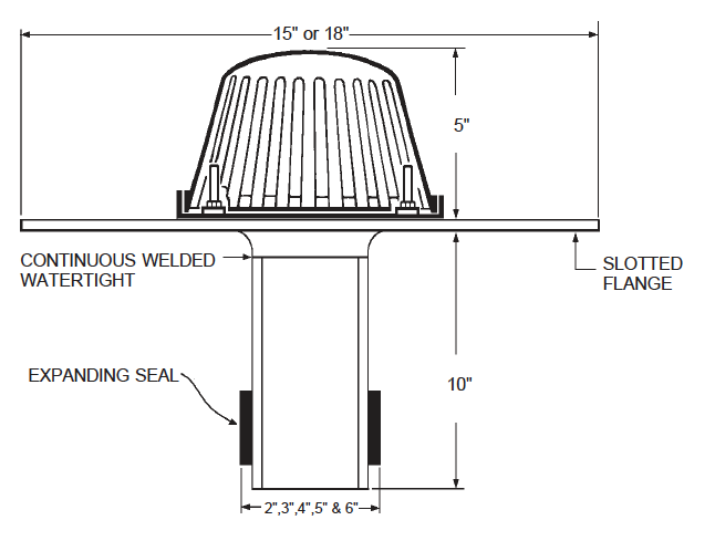 Aluminum ReRoof Drain Dimensional