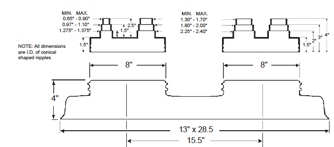 Double Pipe Portal with C-212 and C-412 Caps dimensional