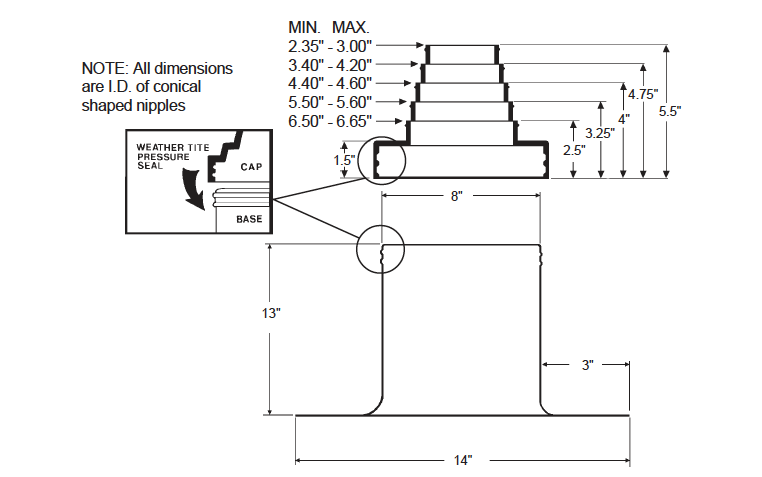 Alumi-Flash Extra Tall (XT) with C-126 Cap Dimensional